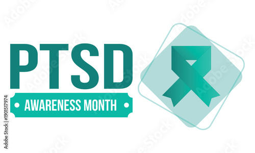 PTSD Awareness Month in June. Post Traumatic Stress Disorder. Celebrated annual in United States. Medical health care and awareness design. Poster, card, banner and background. Vector illustration