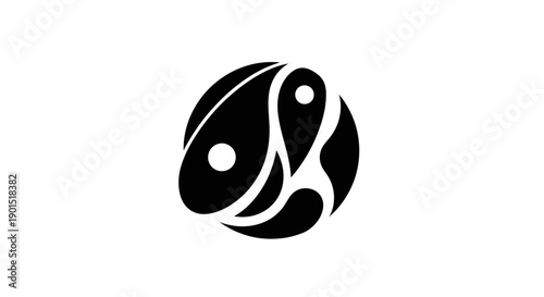 Abstract yin yang symbol on white