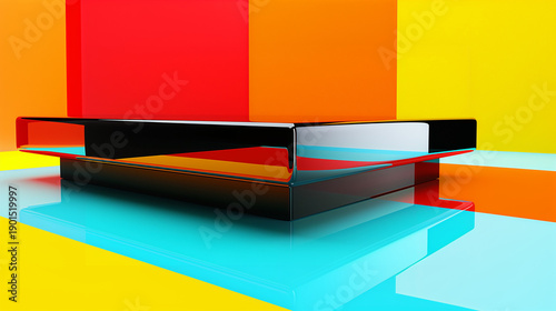 Abstract geometric slabs on colorful background