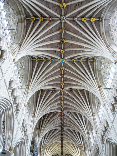 Foto Highly Detailed Ribbed Vault Ceiling of Exeter Cathedral, Historic Anglican Goth