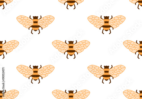 Cute seamless bee pattern. Bumblebee Seamless Pattern