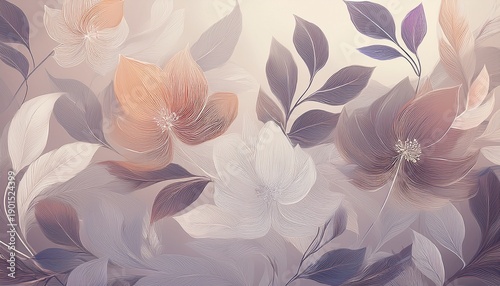 simple soft light floral leaf background wallpaper pattern