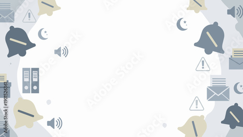 Collection of various notification and communication icons on a light grey background with white space