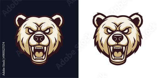 Fierce Grizzly Bear Logo Design, Graphic Illustration, Wild Nature, Bold Emblem, Digital Art, Creative Concept