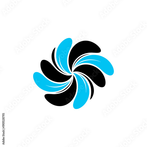 Dynamic Blue and Black Swirl Design, Abstract Art, Digital Illustration, Creative Environment, Modern Concept