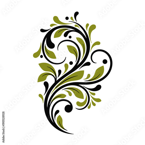 Elegant Floral Design, Nature, Digital Art, Minimalist, White Background, Graphic Element