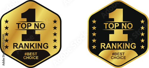 Top No. 1 Ranked Gold Hexagon Badge Vector Design. Premium Luxury Award Emblem and Best Choice Label. For logos, icons, symbols, seals, quality products