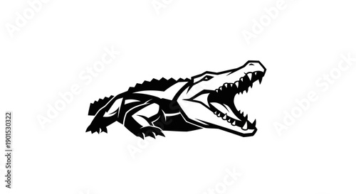 Black and white alligator illustration