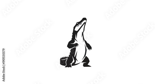 Black and white alligator illustration
