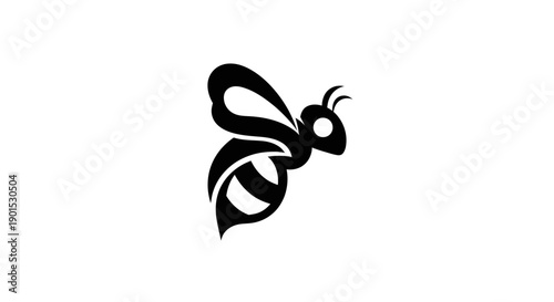 Black and white bee insect logo icon
