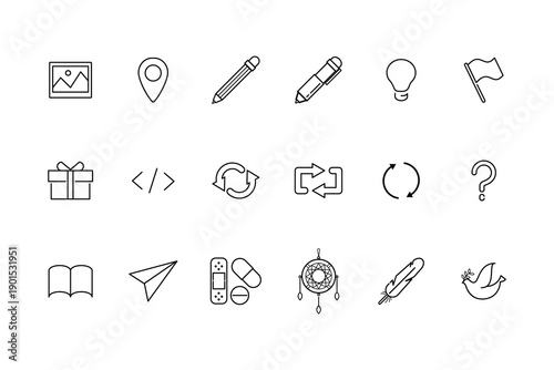User Interface Outline Icons Set UI UX Essential Symbols Vector Collection