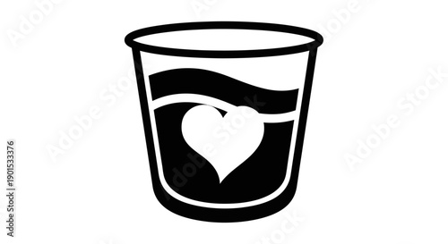 Black and white drink with heart symbol