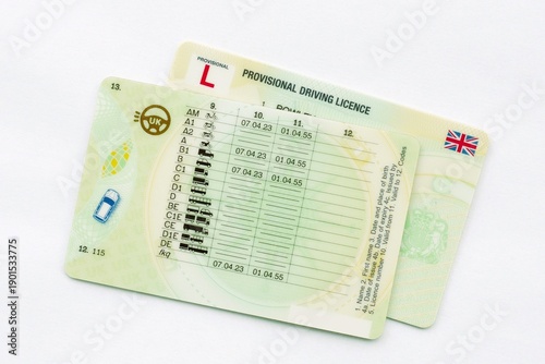 Billede på lærred Image of two British provisional licences.
