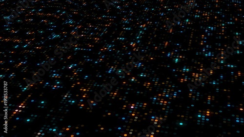 Hi Tech Motion Graphic Background with Flowing Dots on Dark Background