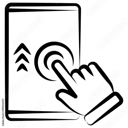 Click Action Outline Hand Drawn Icon. Mini Illustration For Modern Concept, Ui, Ux Web And App Development. Related To Seo And Online Marketing.