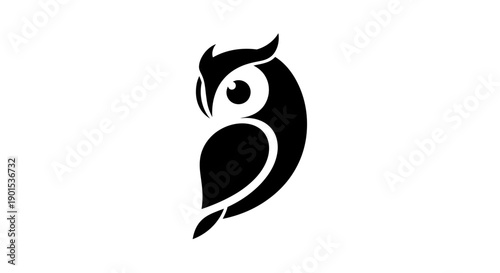Black and white owl logo design