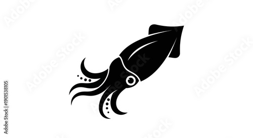 Black and white squid silhouette