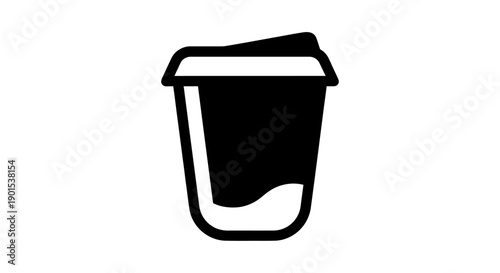 Black and white takeaway coffee cup icon