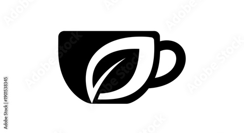 Black and white tea cup leaf design