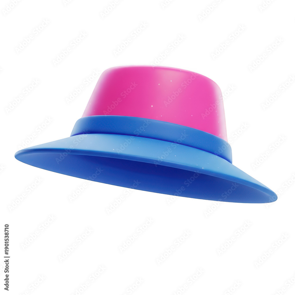 Fototapeta premium A vibrant hat with a pink and blue gradient design set against a white background isolated on transparent background
