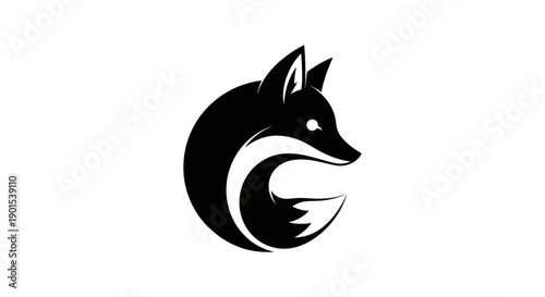 Black and white fox icon