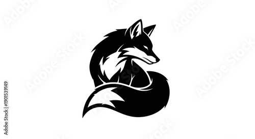 Black and white fox silhouette design