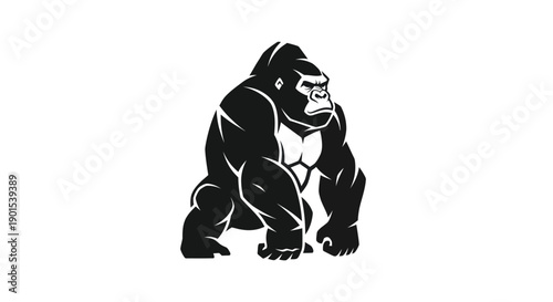 Black and white gorilla illustration