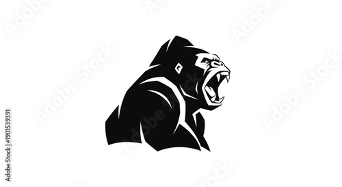 Black and white gorilla illustration