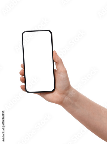 Female hand with blank mobi...