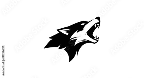 Black and white wolf illustration