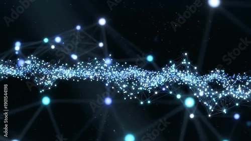 Wallpaper Mural A futuristic digital network of interconnected nodes glowing with blue light, representing modern technology and connectivity. Torontodigital.ca