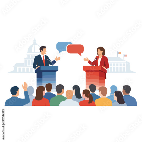 Wallpaper Mural Political Debate Scene with Engaged Audience Torontodigital.ca