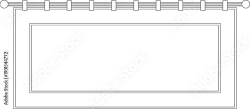 Technical vector illustration of a large rectangular wall frame elevation, featuring a professional hanging rail system in black line art.