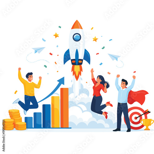 Celebrating success and growth in business achievements