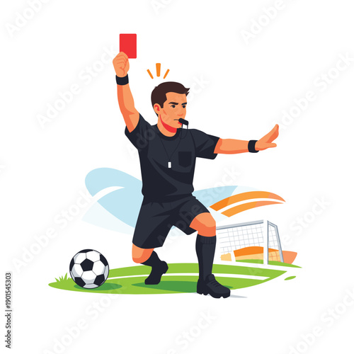 Referee issuing a red card in soccer