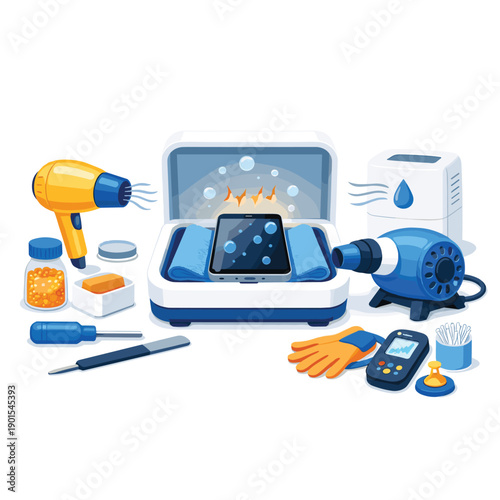 Mobile device cleaning tools and ultrasonic bath setup