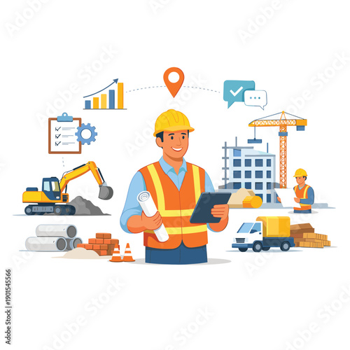 Construction manager overseeing project operations