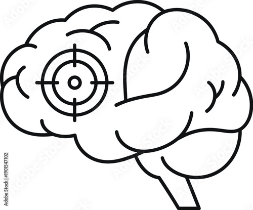 Illustration of Human Brain with Target Focus for Brain Care and Mental Health Awareness eps