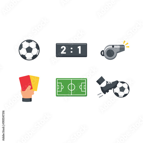 Soccer Game Elements Icon Set for Sports Enthusiasts