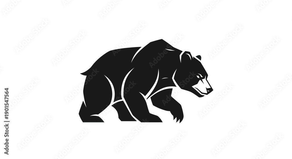 Obraz premium Black bear silhouette on white background