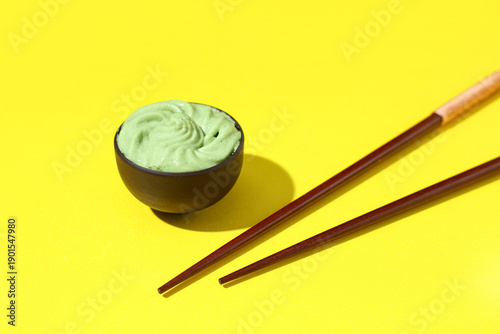 Bowl of tasty wasabi with c...