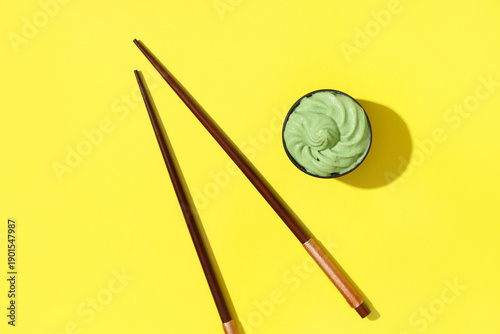 Bowl of tasty wasabi with c...