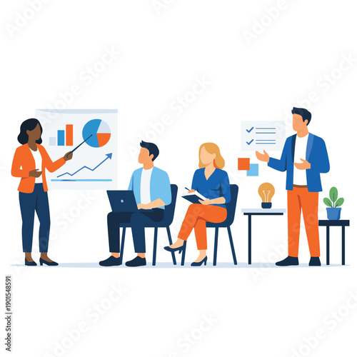 Business presentation with a speaker and attentive audience