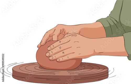 Hands Shaping Clay on Pottery Wheel 1.