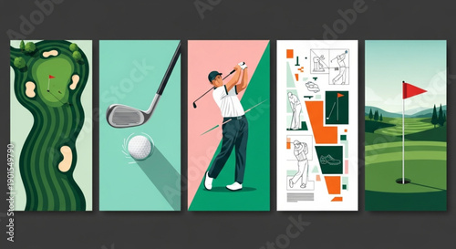Diverse Golf Illustrations Showcase the Sport's Excitement and Elegance