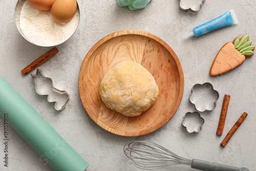 Fresh dough with Easter coo...