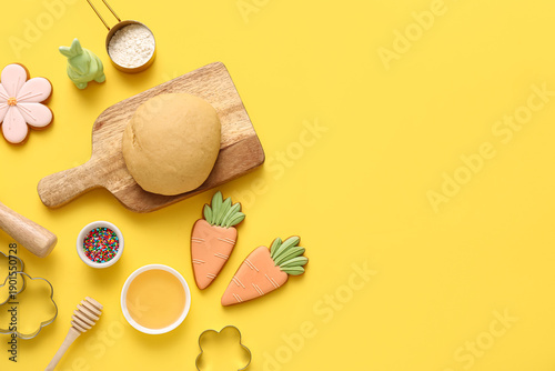 Fresh dough with Easter coo...