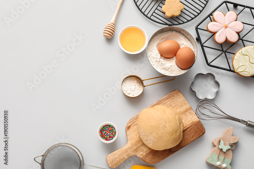 Fresh dough with Easter coo...