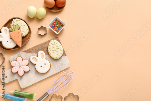Easter cookies with eggs, i...
