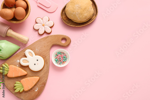 Fresh dough with Easter coo...